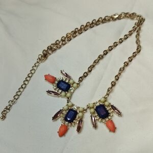 Elegant Gold and Blue Statement Necklace